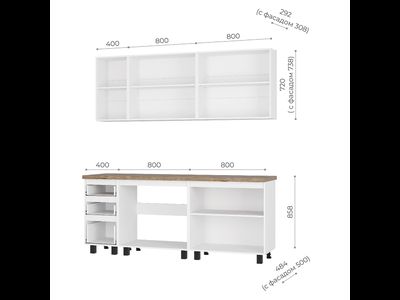 Кухня Честер 2,0м (лдсп) (Белый), Столешница цельная 2000 мм, толщина 38 мм, цвет дуб кера