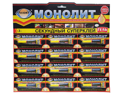 Клей монолит секунда 3гр. блистр 12шт./288 РОСТОВ