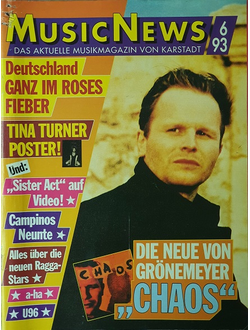 Music News Magazine June 1993 Grönemeyer, Tina Turner, Иностранные музыкальные журналы, Intpressshop