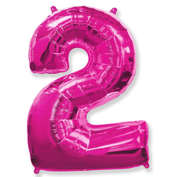 Воздушный шар фольгированный "Цифра 2. Фуксия"  (Испания) 102 см.