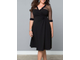 Черное Миди Платье с Рукавами Большого Размера RP-60671