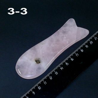 Розовый кварц (скребок ГУАША) для массажа №3-3: рыбка 119*38*7мм