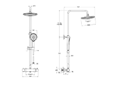 ДУШЕВАЯ КОЛОННА С ВЕРХНИМ ДУШЕМ И ТЕРМОСТАТИЧЕСКИМ СМЕСИТЕЛЕМ ДЛЯ ВАННЫ И ДУША, ХРОМ VITRA AQUAHEAT, A47205EXP