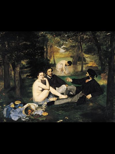 Купить греющую картину с фото репродукции Мане завтрак на траве