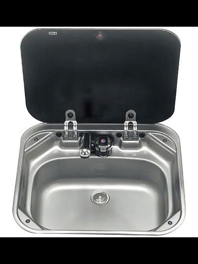 Раковина со смесителем и крышкой, прямоугольная