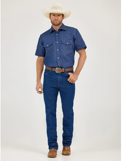 Рубашка Wrangler® Cowboy Cut® Short Sleeve RIGID Denim Shirt