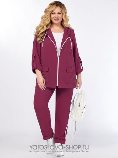 Модель: 391.Женский комплект-двойка выполнен из стрейчевой ткани бордового цвета