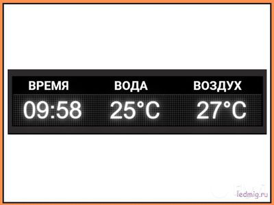 Табло для бассейна / пляжа, время, две температуры 280*1330мм  купить в Тюмени