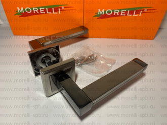 Дверные ручки Morelli "SANIBEL" MH-39 SN/BN-S Цвет - Белый никель/Чёрный никель