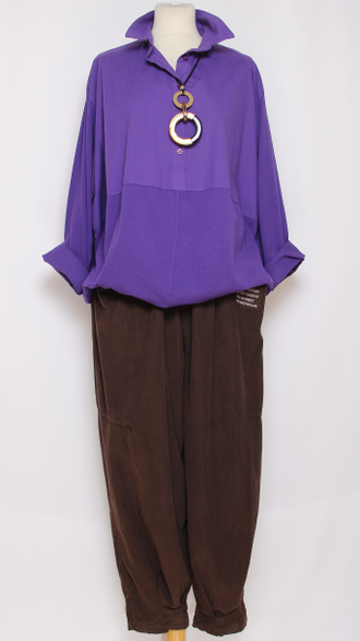 Рубашка "Хлопок с трикотажем" джинс, морская волна, сиреневая р.52-56