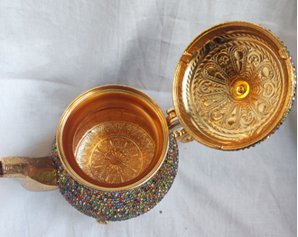 Золотой заварочный чайник со стразами Турция арт.177