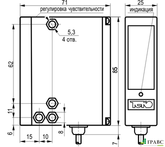 Оптический датчик OV I61P5-43N-R1000-LZ