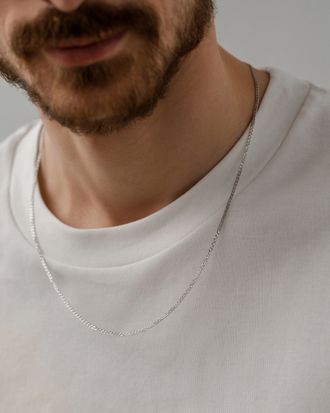 Цепь серебряная Двойной ромб с алмазной гранью и родиевым покрытием НЦ 22-076Ю-3