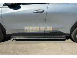 Пороги с накладным листом Папа Тюнинг d42 для Geely Atlas 2023-