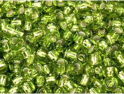 БИСЕР PRECIOSA 10/0 - 50г - 57220 ПРОЗРАЧНЫЙ С СЕРЕБРЯНОЙ ЛИНИЕЙ ВНУТРИ ЗЕЛЁНЫЙ (ОГОНЁК)