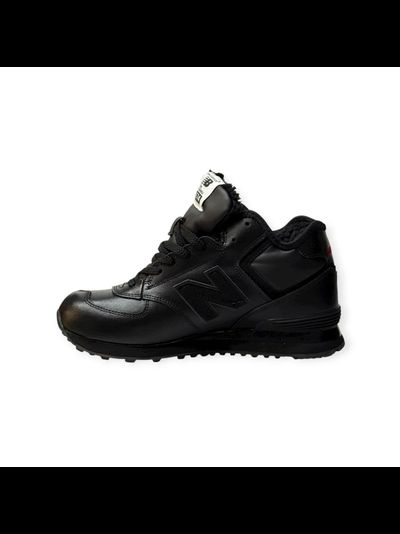 New Balance 574 leather Black  С Мехом