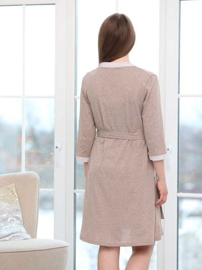 Комплект для беременных и кормящих 1-НМК 13920 халат и сорочка бежевый коричневый