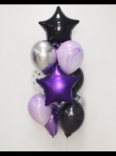 Набор шаров с гелием "Фиолетово-черный"