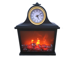 Фонарь "Камин с часами" c USB-кабелем, 42*30*13см, ЦВЕТ: Бронза, Черный