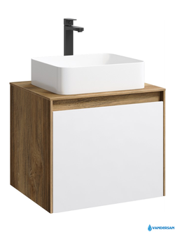Тумба под умывальник Aqwella Mobi-60, цвет дуб балтийский/белый