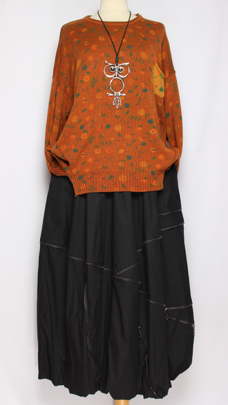 Джемпер  "ЦВЕТНОЙ ПРОВАНС" с разрезами терракотовый