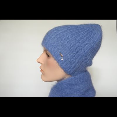 Шапка женская из мохера Vizio Италия 6946 CYO голубая