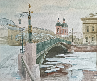 "Пантелеймоновский мост" бумага акварель Назарова Н.А. 2008 год