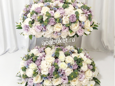 Авторская Композиция из искусственных цветов большая - Сиреневые облака № ОФ016к - Купить в Москве