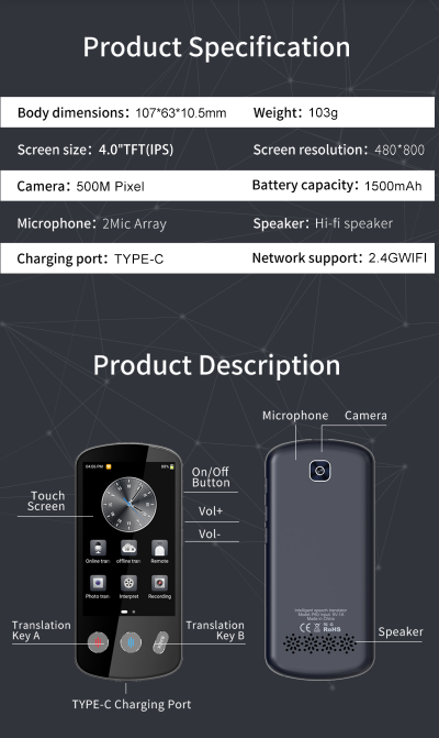 Карманный переводчик (офлайн и онлайн)  Translator P60