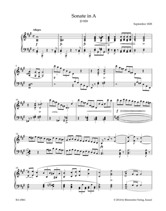 Schubert, Franz Sonata for Piano in A major D 959