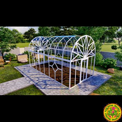 Теплица - Оранжерея из стекла и алюминия с купольной многогранной крышей АСТОРИЯ размером 3500 х  6000 мм