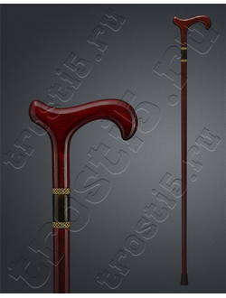 красная женская трость с деревянной ручкой