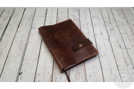 ежедневник из натуральной кожи, кожаный ежедневник, ежедневник с гербом РФ