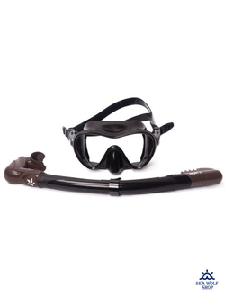 Маска для дайвинга с трубкой Sargan "АГИДЕЛЬ" черно-корич. силикон, комплект