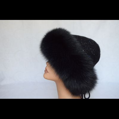 Женская шапка с мехом Vizio Италия 6136 CCP темносиняя