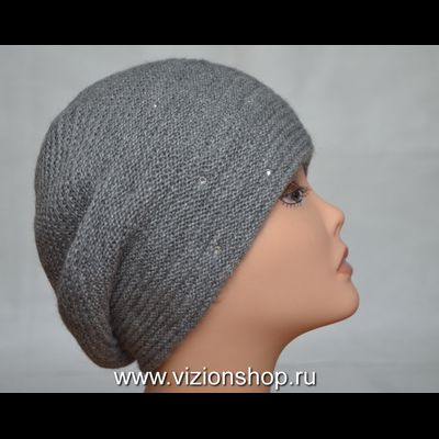 Светло - серый берет из альпака и шелка Италия Vizio 6251
