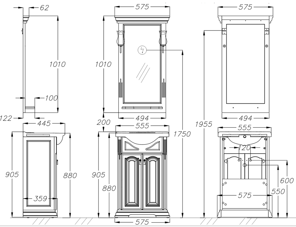 КОМПЛЕКТ МЕБЕЛИ РИСПЕКТО 55 СЛОНОВАЯ КОСТЬ