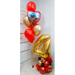 КОМПОЗИЦИЯ ИЗ ШАРОВ "ЦИФРА НА СТОЙКЕ с фонтаном"