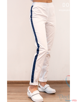 Брюки-слимы DOCLIKE SLIM DL233/1 белые с лампасами