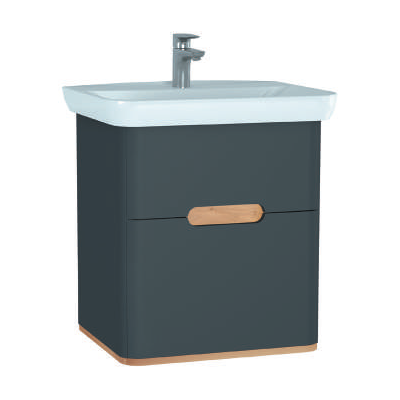 Шкаф VitrA Sento с раковиной, с 2 ящиками, 65 см, с LED подсветкой, цвет матовый антрацит, 60834