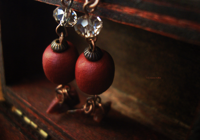 "Дары феи шиповника", серьги в стиле бохо