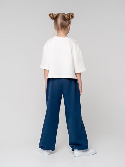 Брюки палаццо с утяжками (синий)