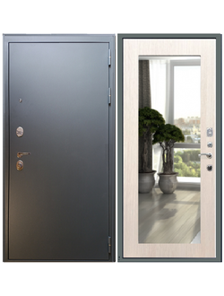 Дверь входная СПАРТАК Р Серый графит / Зеркало Пастораль лиственница беж