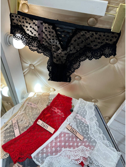 Трусы в стиле Виктория Сикрет микросеточка 3 шт микс цветов