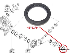 [48x62x9] Сальник раздаточной КП левый / сальник дифференциала КПП правый Renault Duster 4WD оригинал 331111830R 8200983398