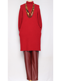 Платье-туника трикотажное "Фактурное реглан" красное р.44, зеленое 42