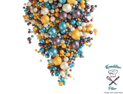 ДРАЖЕ ЗЕРНОВОЕ в цветной кондитерской глазури "жемчуг золото, серебро, голубой, сиреневый" №247, 50 гр