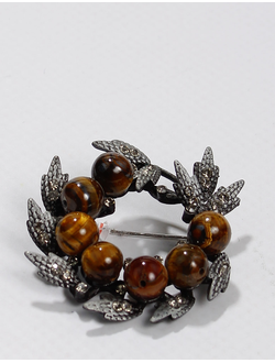 Брошь" Венок.Тигровый глаз"