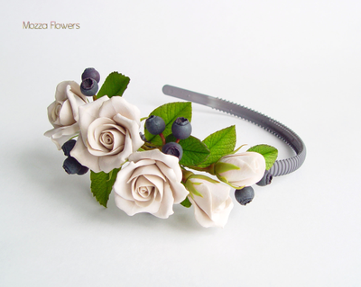 Ободок "Тирамису с черникой".