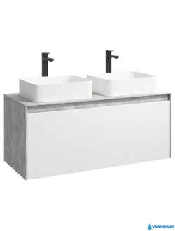 Тумба под умывальник Aqwella Mobi-120, цвет бетон светлый/белый